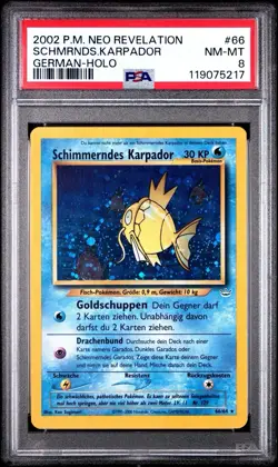 2002 POKEMON GERMAN NEO REVELATION#66 SCHMRNDS KARPADOR SHINING MAGIKARP PSA 8 - Image 1