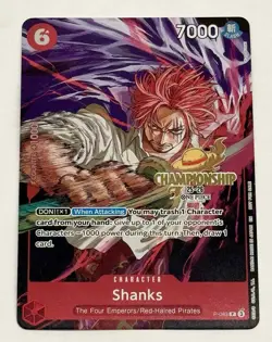 2025 One Piece Shanks CS Championships Gold Foil Stamp Card Event English P-083 - Image 1