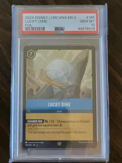 Disney Lorcana Lucky Dime 165/204 Legendary Foil PSA 10 2024 Beautiful Card! - Image 1