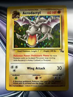 Unlimited Aerodactyl HOLO 1/62 Fossil Vintage Pokemon NP Great Looking Card - Image 1