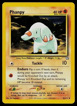 Pokemon Card Neo Genesis Phanpy 43/111 Uncommon - Image 1