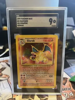 1999 Pokemon German Charizard (Glurak) Holo Rare Card 004/102 Vintage Base Set - Image 1
