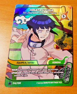 NARUTO MYTHOS 1ST ED EDITION CARD GAME HOLO CARTE HINATA 114/130 FR TCG MINT - Image 1