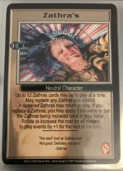 BABYLON 5 B5 CCG Great War PROMO Card ZATHRA’S Neutral Character RARE - Image 1