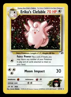 Erika's Clefable 3/132 Holo Rare Gym Challenge Pokemon Card - Image 1