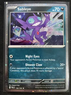 SABLEYE COSMOS HOLO | Paldea Evolved Set | 136/193 | Pokemon Card - Image 1