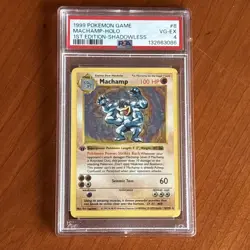 1999 MACHAMP-HOLO POKEMON BASE SET 1ST EDITION-SHADOWLESS #8 PSA 4 - Image 1