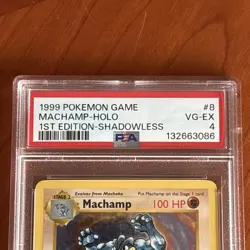 1999 MACHAMP-HOLO POKEMON BASE SET 1ST EDITION-SHADOWLESS #8 PSA 4 - Image 2
