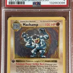1999 MACHAMP-HOLO POKEMON BASE SET 1ST EDITION-SHADOWLESS #8 PSA 4 - Image 3