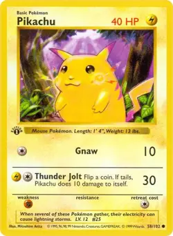 RARE PROMO - Pikachu - 1st Edition - Pokemon Base Set - German - 40 PS Gnaw 1999 - Image 3