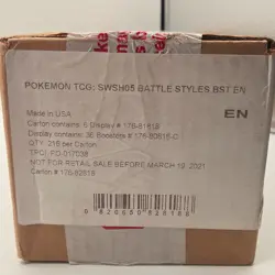 Sealed Battle Styles Booster Display Box CASE Pokemon TCG SWSH05 -6 displays - Image 1