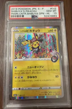 2019 POKEMON JPN S PROMO POKEMON CENTER SHIBUYA OPENING SHIBUYA’S PIKACHU PSA 10 - Image 1