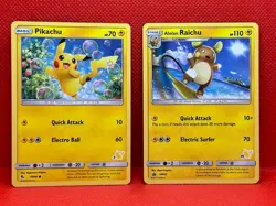 Pokemon Tcg Alolan Raichu SM65 Promo & Pikachu 19/68 Stamped Non Holo - Image 1