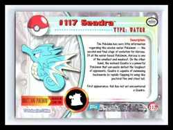 💥 SEADRA 1999 Topps Pokemon TV Non Holo Animation 1st Series Blue Logo # 117 - Image 2