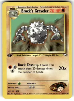 Pokemon TCG Gym Heros (1st Edition) #068/132 Brock's Geodude LP+ - Image 1