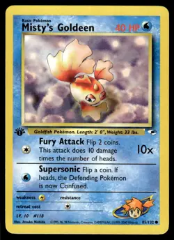 Pokemon TCG Gym Hero's 1st Edition #85/132 Misty's Goldeen LP+ - Image 1