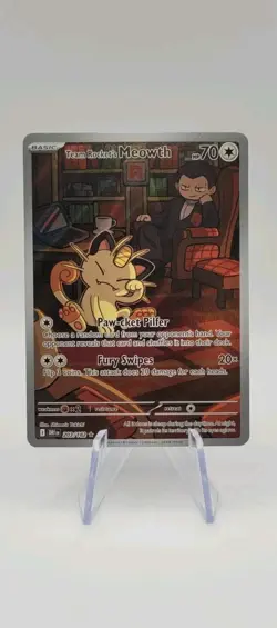 Pokemon TCG: TeamRocket's Meowth 203/182 Illustration Rare- Destined Rivals - NM - Image 1