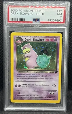 HEAD SWIRL Pokemon Team Rocket Dark Slowbro Holo Rare 1st Edition 12/82 PSA 7 - Image 1