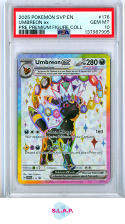 UMBREON EX PRE PREM FIGURE COLL POKEMON SVP EN-SV BLCK STR PRM 2025 176 PSA 10 - Image 1