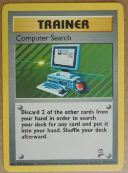 Computer Search 101/130 Rare Non-Holo Base 2 Set Pokemon Trainer Card NM/LP - Image 1