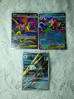 Pokemon 3 Card Lot: Mega Skarmory EX Mega Starmie EX, Spewpa Illustration Rare - Image 1