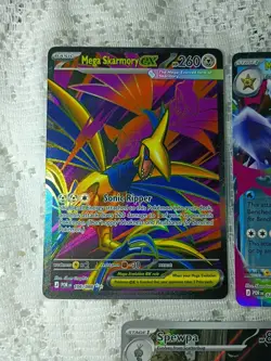 Pokemon 3 Card Lot: Mega Skarmory EX Mega Starmie EX, Spewpa Illustration Rare - Image 2