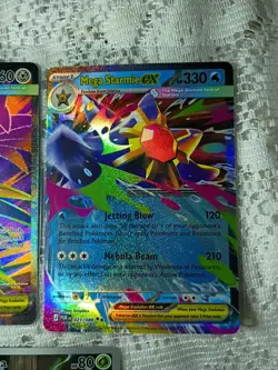 Pokemon 3 Card Lot: Mega Skarmory EX Mega Starmie EX, Spewpa Illustration Rare - Image 3