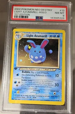 2002 Pokemon 1st Edition American Neo Destiny Light AZUMARILL # 13 HOLO PSA-8 - Image 1