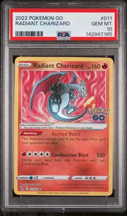 2022 POKEMON GO #011 RADIANT CHARIZARD PSA 10 - Image 1
