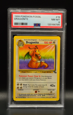 Dragonite 1999 Pokemon Fossil Unlimited #19/62 WOTC PSA 8 Newly Graded - Image 1