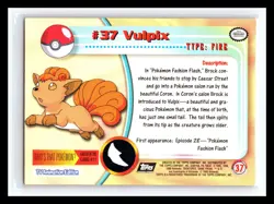 💥 VULPIX 1999 Topps Pokemon TV Non Holo Animation 2nd Series Black Logo # 37 - Image 2
