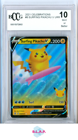 SURFING PIKACHU POKEMON #8 2021 CELEBRATIONS HOLO ENGLISCH BCCG 10 - Image 1
