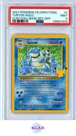 TURTOK-HOLO CLSC.COLL-BASE SET-GER. POKEMON CELEB CLSC. COLL. 2021 2 PSA 9 - Image 1