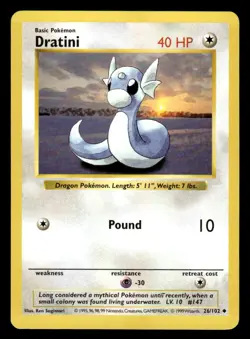 Pokemon TCG Base Set (Shadowless) #26/102 Dratini LP+ - Image 1
