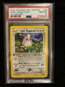 2002 Pokemon TCG Light Wigglytuff Card 54/105 Neo Destiny Regular PSA 10 - Image 1