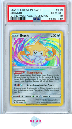 JIRACHI VIVID VOLTAGE-GER POKEMON SWSH VIVID VOLTAGE 2020 119 PSA 10 - Image 1