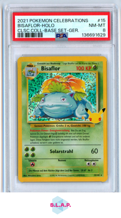 BISAFLOR-HOLO CLSC.COLL-BASE SET-GER. POKEMON CELEB CLSC. COLL. 2021 15 PSA 8 - Image 1