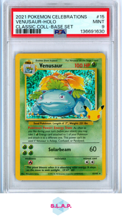 VENUSAUR-HOLO CLASSIC COLL-BASE SET POKEMON CELEB CLSC. COLL. 2021 15 PSA 9 - Image 1