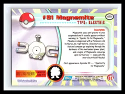 💥 MAGNEMITE 1999 Topps Pokemon TV Non Holo Animation 1st Series Blue Logo # 81 - Image 2