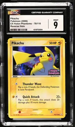 CGC 9 MINT Pikachu 78/110 Reverse Holo Stamped 2006 Pokemon EX Holon Phantoms - Image 1
