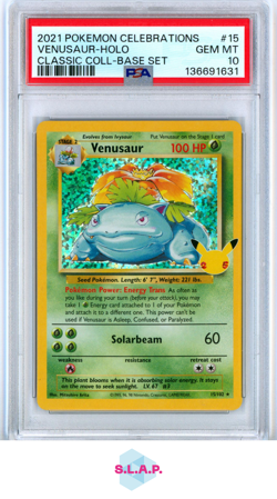 VENUSAUR-HOLO CLASSIC COLL-BASE SET POKEMON CELEB CLSC. COLL. 2021 15 PSA 10 - Image 1