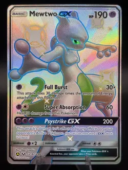 Pokemon Mewtwo GX Shiny Holo Rare Full Art Hidden Fates SV59/SV94 190 HP - Image 1