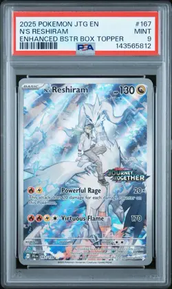 2025 Pokemon EN Journey Together N’s Reshiram #167 PSA 9 Mint Box Topper - Image 1