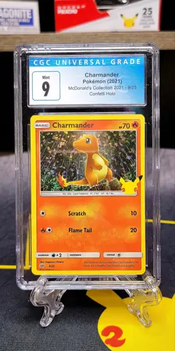 Pokemon TCG 9 CGC Charmander 2021 McDonald's Collection 9/25 Confetti Holo - Image 2