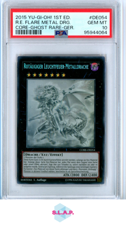 R.E. FLARE METAL DRG. GR-GER. YU-GI-OH! CORE-CLASH/REBELLIONS 2015 DE054 PSA 10 - Image 1
