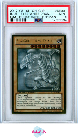 BLUE-EYES WHITE DRGN H/M-GR-GER YUGIOH GOLD SERIES HAUNTED MINE 2012 DE001 PSA 9 - Image 1