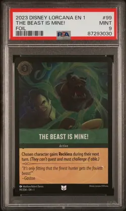 2023 Disney Lorcana 1 #99 The Beast Is Mine! - Foil PSA 9 - Image 1