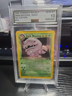 Dark Weezing 14/82 1st Edition Holo Rare Team Rocket Pokemon Card AGS 10 - Image 1
