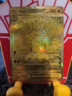 Mega Lucario EX 188/132 Hyper Rare Gold Mega Evolutions Pokemon Card NM - Image 1