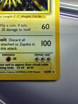 Zapdos 16/102 - Holo Rare - Base Set - 1999 Pokemon NM/NP Great Looking Card - Image 5
